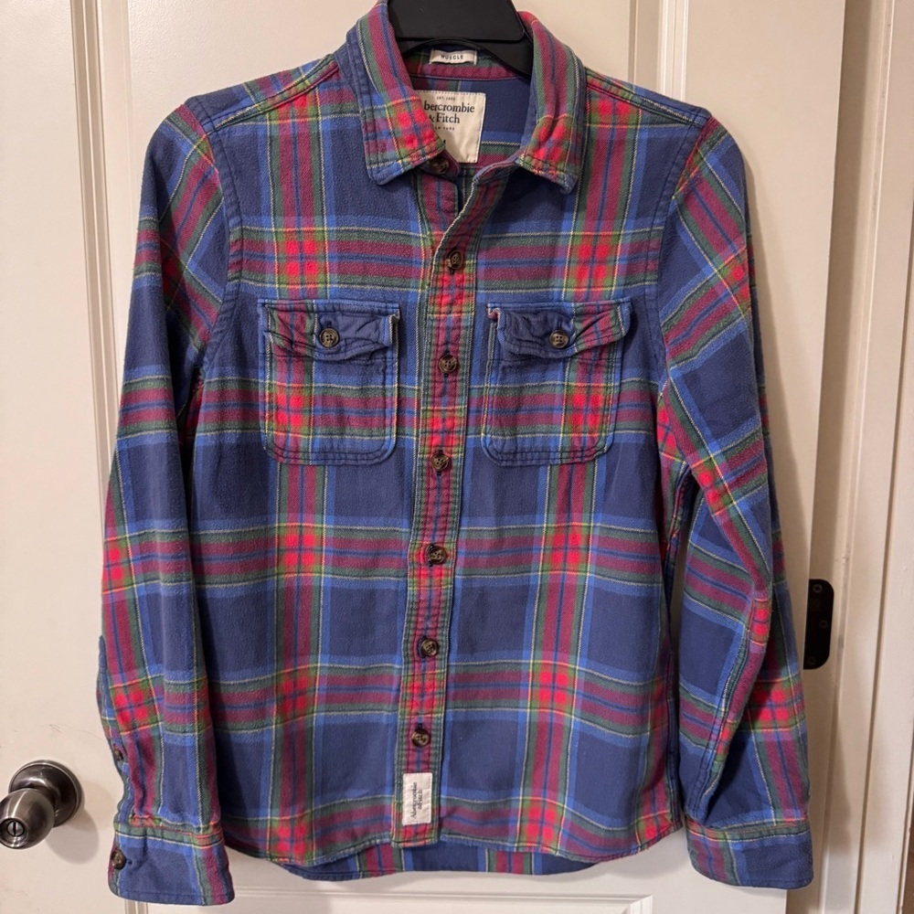 Abercrombie & Fitch Multicolor Plaid Shirt muscle fit size M Y2K era